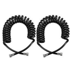 Uxcell 656417546862 2 Pcs 6ft Polyurethane Recoil Air Hose With 1/8 Inch Quick Fittings Black