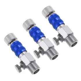 Uxcell 672668913574 1/8 Air Brush Connector Adapter 3pcs Airflow Control Valve Blue Silver