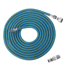 Uxcell 678202253984 10ft Nylon Braided Air Brush Hose 1/8 Inch Ends With 1/4 Male Adaptor Blue