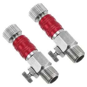 Uxcell 766549509762 2pcs 1/8 Air Brush Connector Adapters Connect With Airflow Control Valve Red