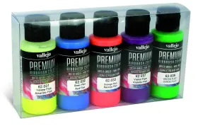 Vallejo 62102 - Premium Color Set Fluorescent Colors Water-based Multi-surface Pi