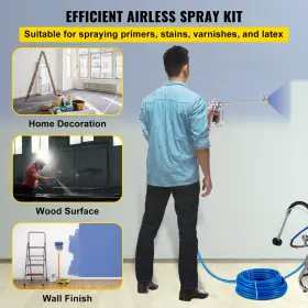 Vevor 840349906607 Airless Paint Spray Hose Kit 50ft 1/4 Inch Swivel Joint 3600psi With 517 Tip