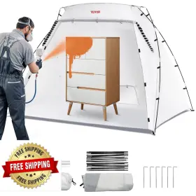 B0bys67cgv Vevor Portable Paint Booth Spray Tent With Floor Mesh Screen Windproof Hood