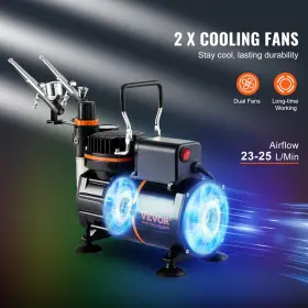 I77ox Vevor 3 Airbrush Kit Dual Fan Air Compressor Professional Airbrushing System #3