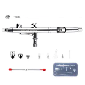 Pqtzzls00000thzegv0 Vevor Airbrush Gun Dual Action Gravity Feed Kit 0.3/0.5 Mm Nozzles For Paint
