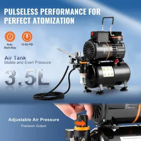 Tc-20b Vevor Airbrush Kit Dual Fan Air Tank Compressor System With 3.5l Storage #3
