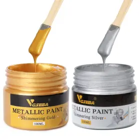 Vgseba 790926960808 Acrylic Paint Metallic Gold And 6.76 Fl Oz Pack Of 1 Silver