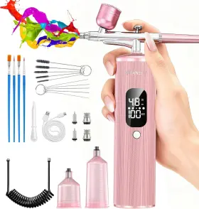 Vitanest 711182005287 Airbrush Kit With Compressor 48psi Handheld Air Brush Set Rechargeable