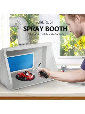 358464 Vivohome Dual Fans Portable Airbrush Paint Spray Booth Kit With 3 Led Lights #2