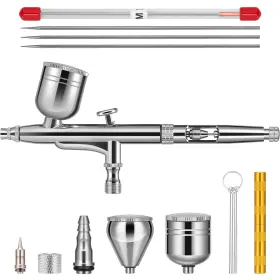 B0d97yx7ww Vivohome Airbrush Gun 3 Nozzles 0.2 0.35 0.5mm Cups 5 7 9cc