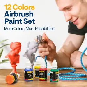 Vh1435us Vivohome 12 Color Airbrush Paint Set Acrylic Air Brush Paints Ready To Spray N #2