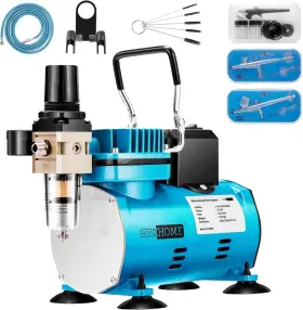 Vh753 Vivohome Airbrush Kit With 1/5 Hp Professional Air Compressor And 3 Dual Action