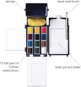 Winsor & Newton 599039045194 And Cotman Watercolor Paint Set 14 Piece Blue Green Red #2