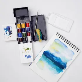 Winsor & Newton 599039045194 And Cotman Watercolor Paint Set 14 Piece Blue Green Red #3