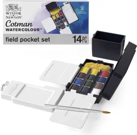 Winsor & Newton 599039045194 And Cotman Watercolor Paint Set 14 Piece Blue Green Red