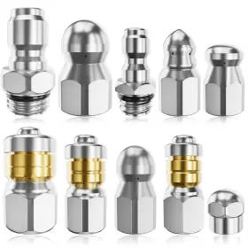 Wllead 791955570044 Jetter Heads Kit Pack Of 10 Nozzle Rotating Button Drain Clean Inch