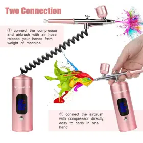 Woweibyke 794879281331 Lcd Air Brush Kit With Compressor3 Gear Pressure Cordless Airbrush Mach Inch #2