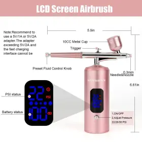 Woweibyke 794879281331 Lcd Air Brush Kit With Compressor3 Gear Pressure Cordless Airbrush Mach Inch #3
