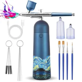 Woweibyke 794879281348 Cordless Air Brush Kit With Compressor Portable 3 Gear Pressure Airbrush