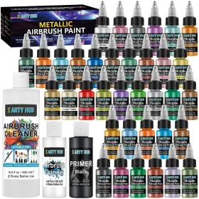 Xmap36-na X Arty Hub Metallic Airbrush Paint Kit 36 Colors With 4.05 Fl Oz Black Primer And Thinner