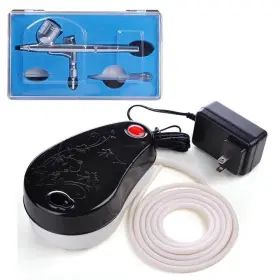 Xcceries 637509419141 Dual Action Airbrush Air Compressor Kit Gravity Feed Tattoo Hobby 0.3mm Black
