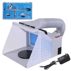 X-31-sbh-0001-002 Xcceries Airbrush Spray Booth Kit With Dual Action Led Light 0.3mm Hose Painting
