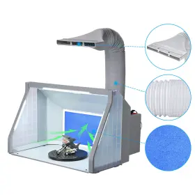 X-31-sbh-005-005 Xcceries Portable Airbrush Paint Spray Booth Kit With 3 Led Lights Dual Fans Exhaust Filter