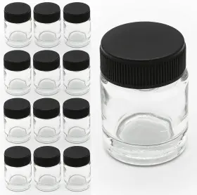 Xdovet 774205943690 Airbrush Pack Of 12 Empty 3/4 Ounce 22cc Glass Jar Bottles With Plastic Li