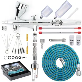 Pb218-lj Xdovet Airbrush Kit Dual-action Gravity Feed With Air Brush Sets Clea