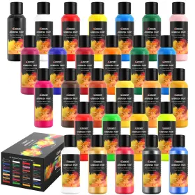 Pbyl-28pc-2oz-lj Xdovet 28 Colors Airbrush Paint Set 60 Ml/2 Oz Ready To Spray Opaque And Neon Colo