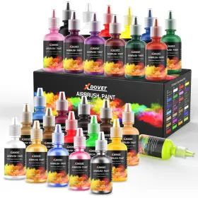 Pbyl-28pc-us-1-lj Xdovet 28 Colors Airbrush Paint Set Ready To Spray Opaque And Neon For Artists