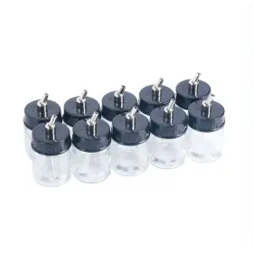 Yaekoo 711221840299 New 10pcs 22cc Transparent Glass Airbrush Bottles& Lid With Metal Connector #3