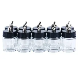 Yaekoo 711221840305 10x 22cc Transparent Glass Airbrush Bottles& Lid With Metal Connector Us Stock #2