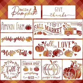 Lsfall02-10p Yamcyh Fall Stencils For Painting On Wood - Pumpkin And Thanksgiving Porc