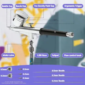Yaorik 770773655478 130k Professional Dual-action Gravity Feed Airbrush Set Multi-purpose Airbru #2