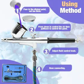 Yaorik 770773655478 130k Professional Dual-action Gravity Feed Airbrush Set Multi-purpose Airbru #3