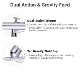 31brs016-tg470-11 Yescom 0.3mm Dual Action Airbrush Kit Gravity Feed Spray Gun Tattoo Nail Art Makeup #3