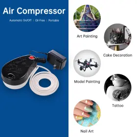 31cpr010-07ac-06 Yescom Mini Portable Air Compressor Set With Hose Makeup Nail Art Body Painting Tattoo #2