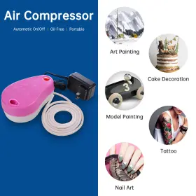 31cpr010-07ac-12 Yescom Mini Portable Air Compressor Set With Hose Makeup Nail Art Body Painting Tattoo #2