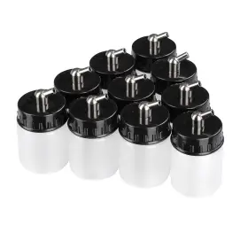 31pcp003-p3x10.v1 Yescom 10 Pcs Airbrush Pigment Bottles 22cc Single Action Siphon Feed Paint Cup