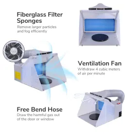 Yescom 767571319787 Portable Hobby Airbrush Paint Spray Booth Kit With Gravity Feed Gun #3
