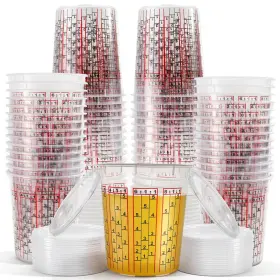 Y-paintmixcups-30p-32oz Yesland 30 Pack Paint Mix Cups With Lids 32 Ounce Plastic Oz Clear