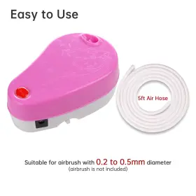 Ys-cpr-31-010-12 Yessources Mini Air Compressor 5ft Hose Airbrush Kit Makeup Nail Art Tattoo Spray Pink #3