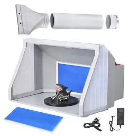 Ys-sbh-31-005-005 Yessources Airbrush Paint Spray Booth Kit With 3 Led Lights Dual Fans Exhaust Filter Hobby