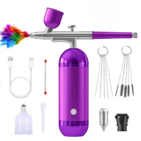 Yiko 763316145208 Airbrush Kit With Air Compressor Nail Machine High-pressure Recharg