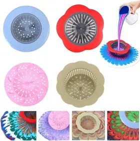 Ytuomzi 682604332406 Plastic Pouring Strainers Flower Acrylic Paint Blue Green Red Pink