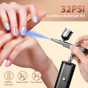 Youfu00001 Yygywen Airbrush Kit With Compressor 32psi Handheld Mini Air Brush Gun Set Portable #2