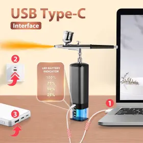 Youfu00001 Yygywen Airbrush Kit With Compressor 32psi Handheld Mini Air Brush Gun Set Portable #3