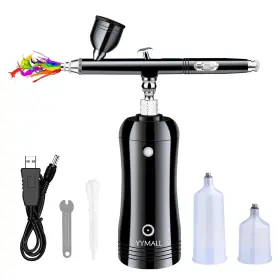 Yymall 746787379136 Airbrush Kit Dual Action Air Brush Gun Set Mini Handheld Compressor