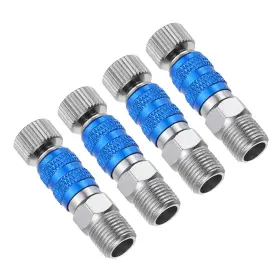 Zaplyte 669739036904 4pack 1/8 Air Brush Connector Quick Connect Release Disconnect Blue Silver